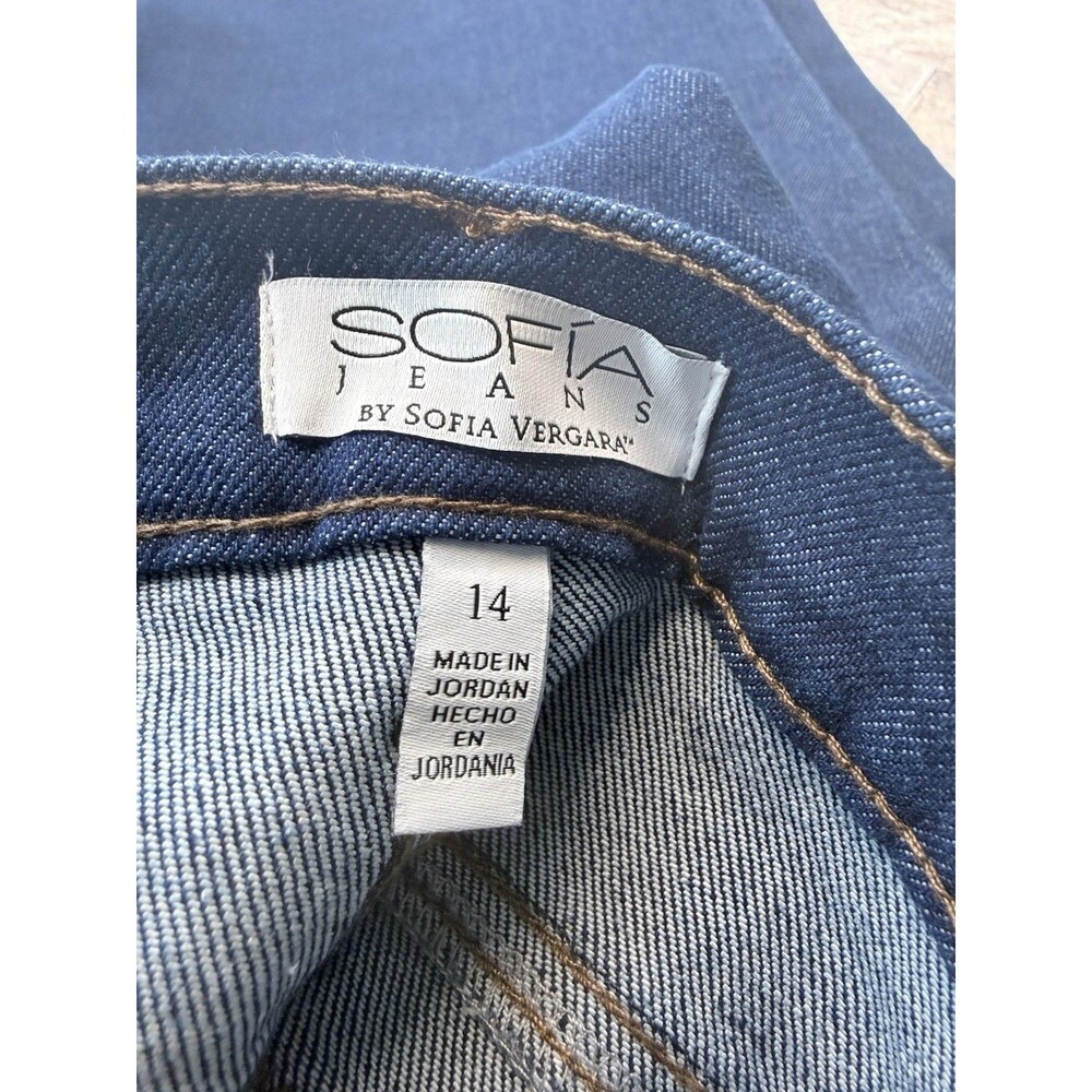 Sofia Jeans by Sofia Vergara High Rise Flare Dark Wash Blue Denim Jeans Size 14 - Picture 11 of 12